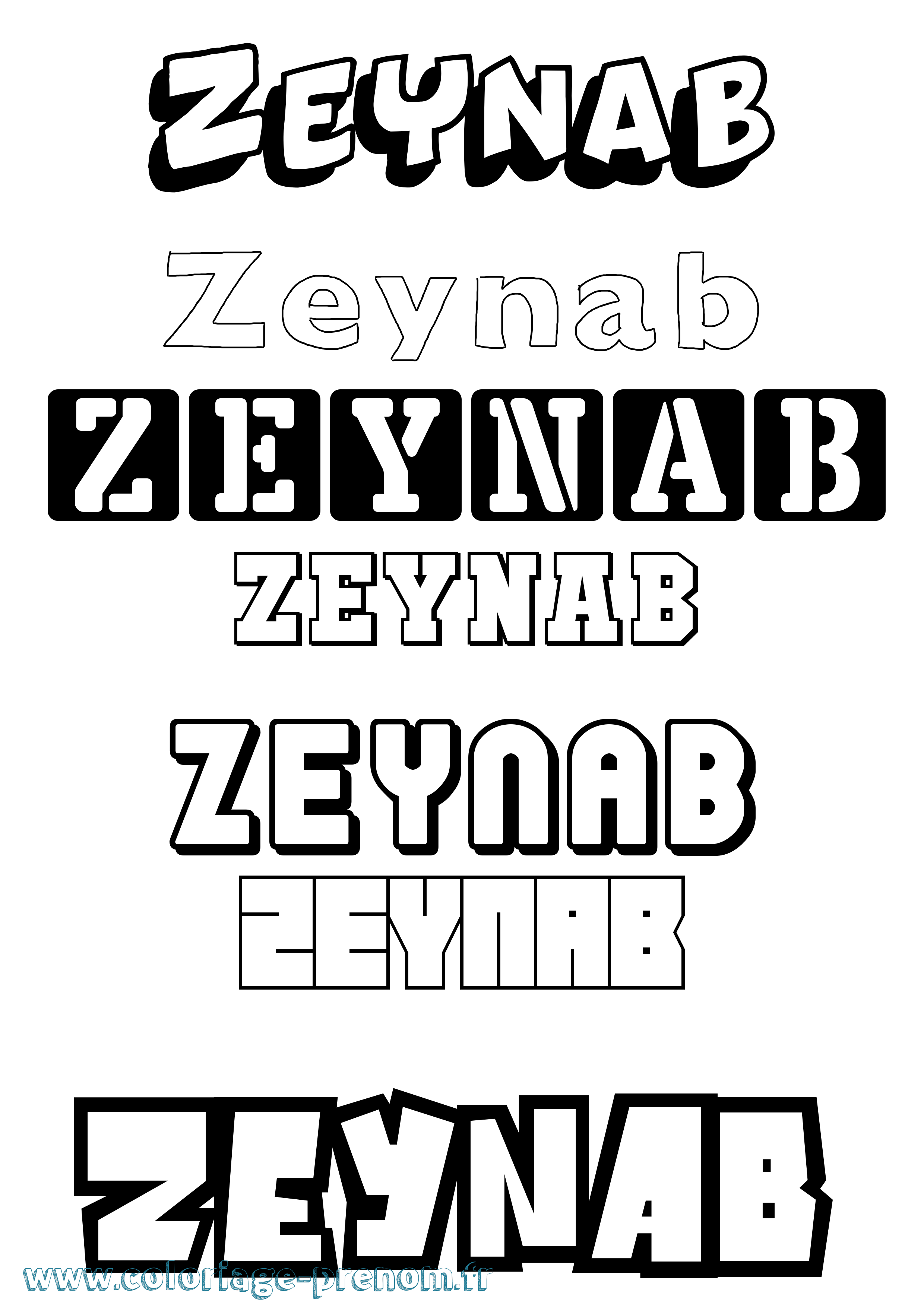Coloriage prénom Zeynab