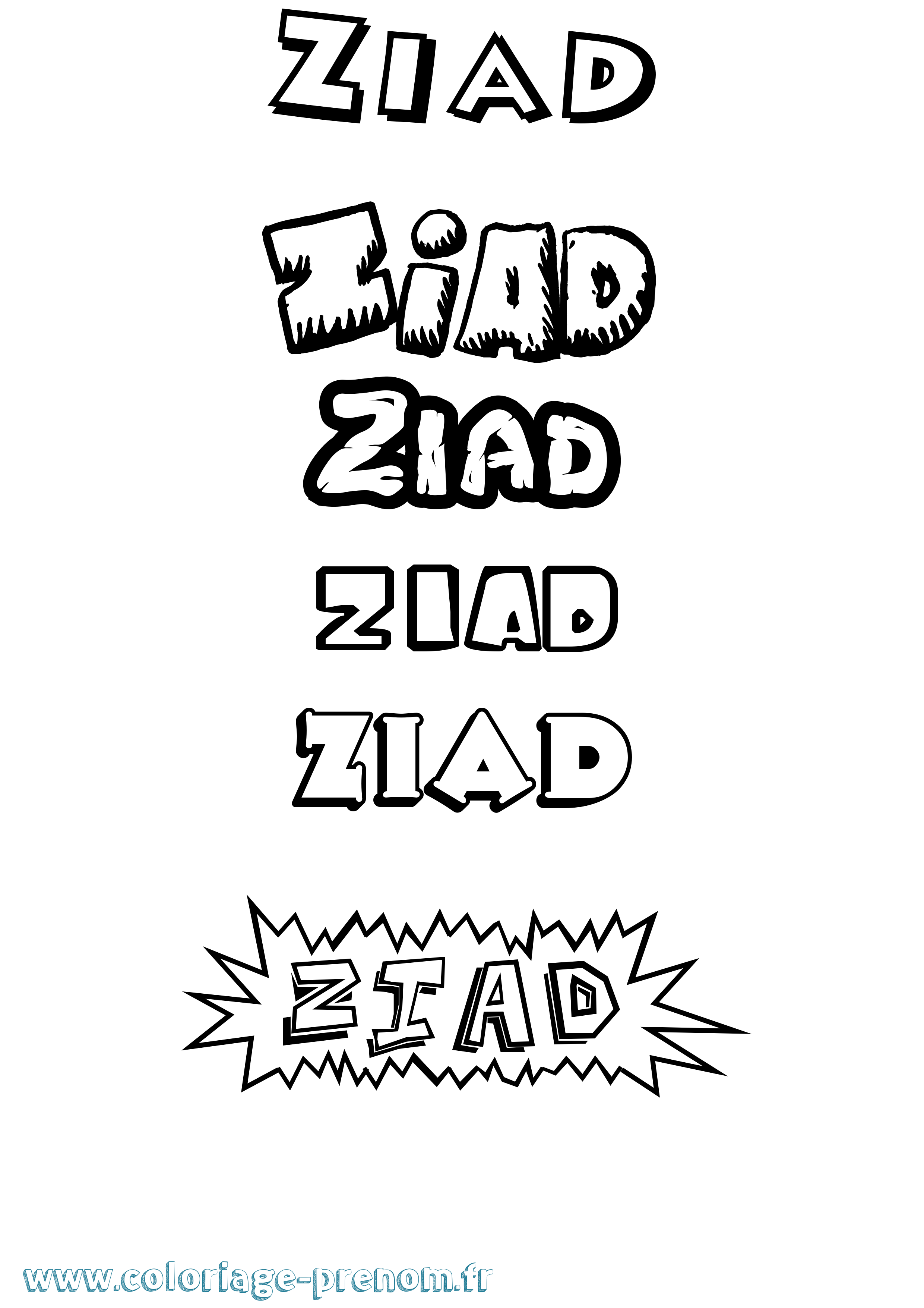 Coloriage Ziad Coloriage prénom Ziad