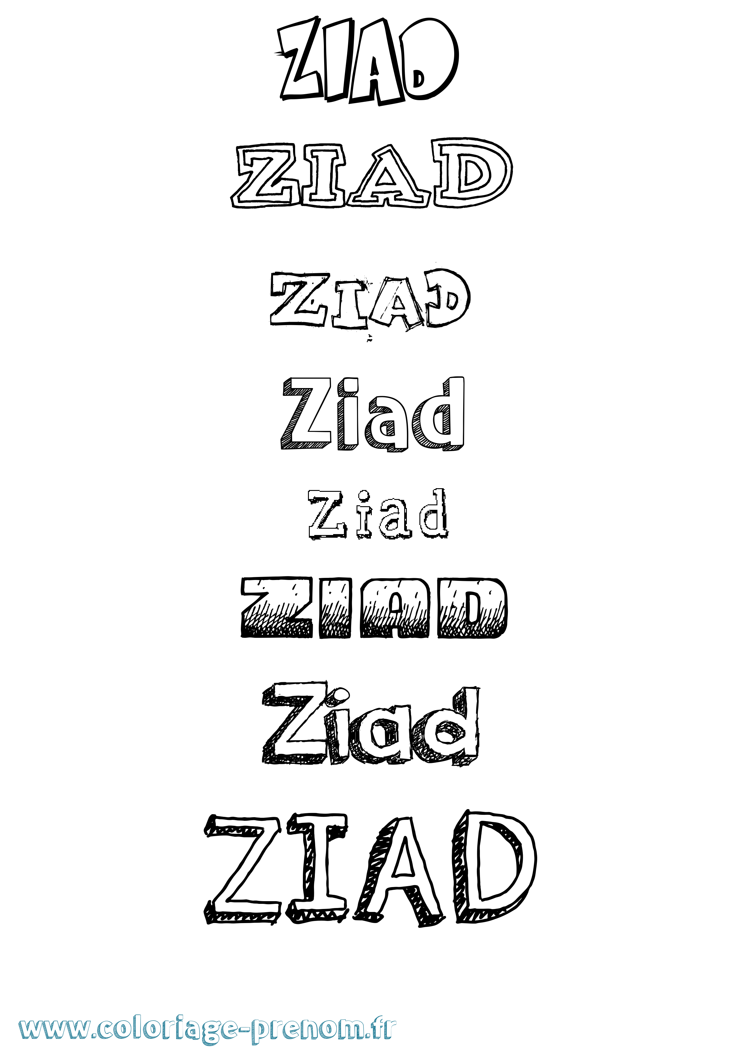 Coloriage Ziad Coloriage prénom Ziad