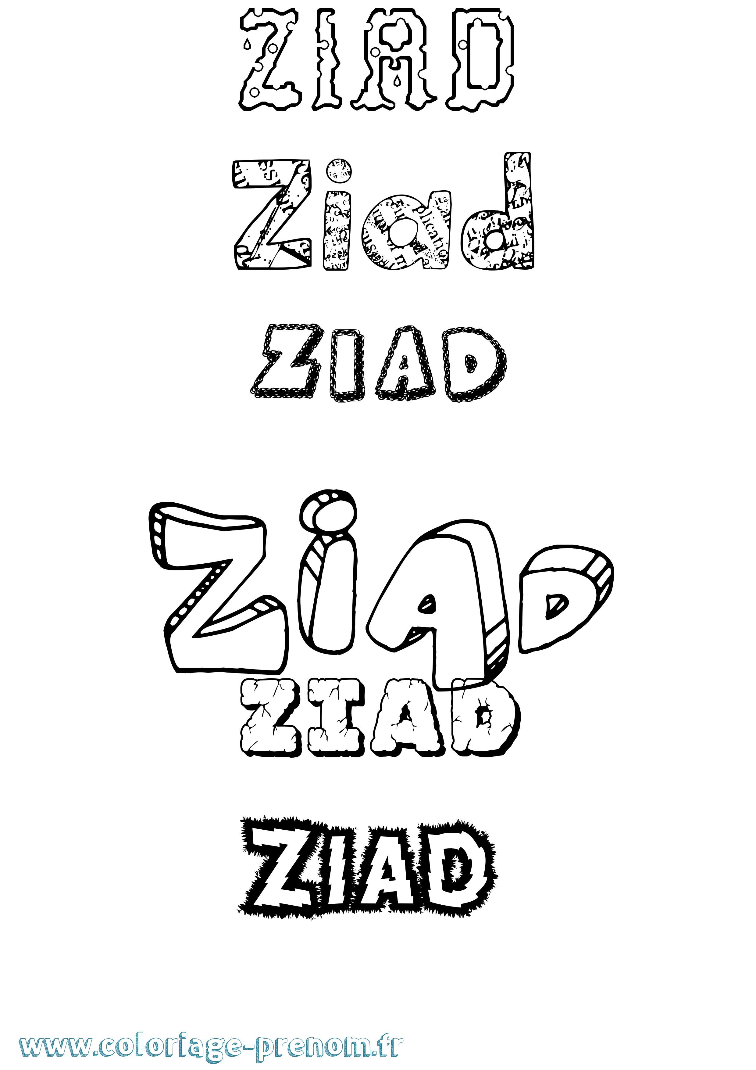 Coloriage Ziad Coloriage prénom Ziad