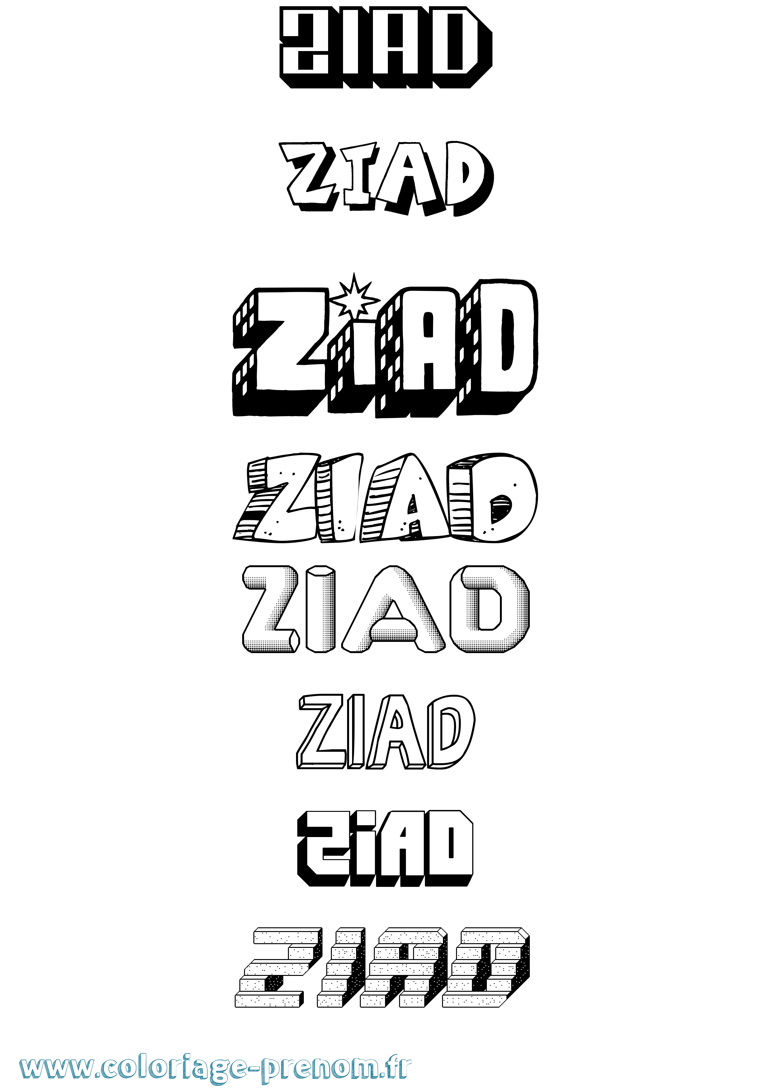 Coloriage Ziad Coloriage prénom Ziad