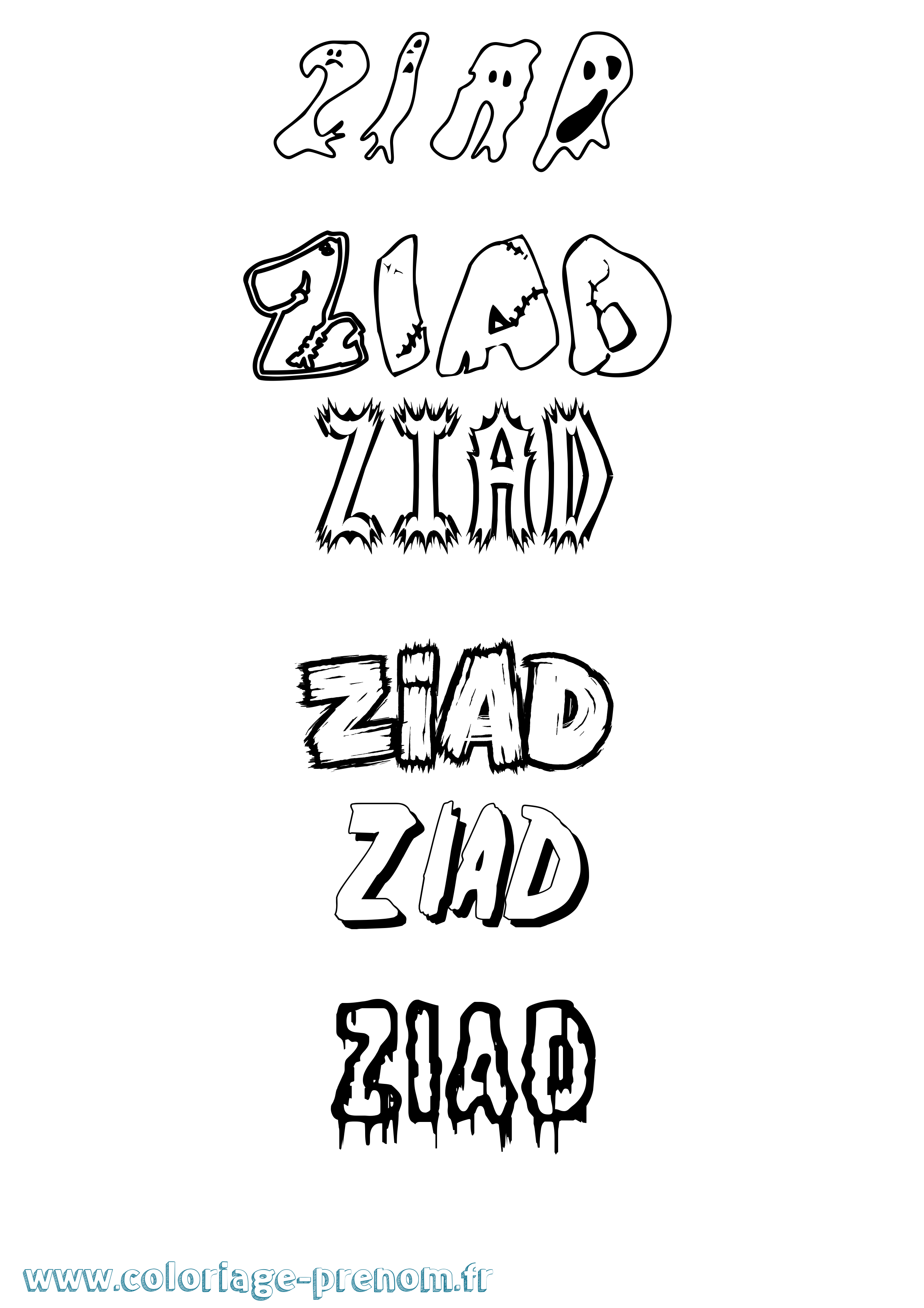 Coloriage prénom Ziad