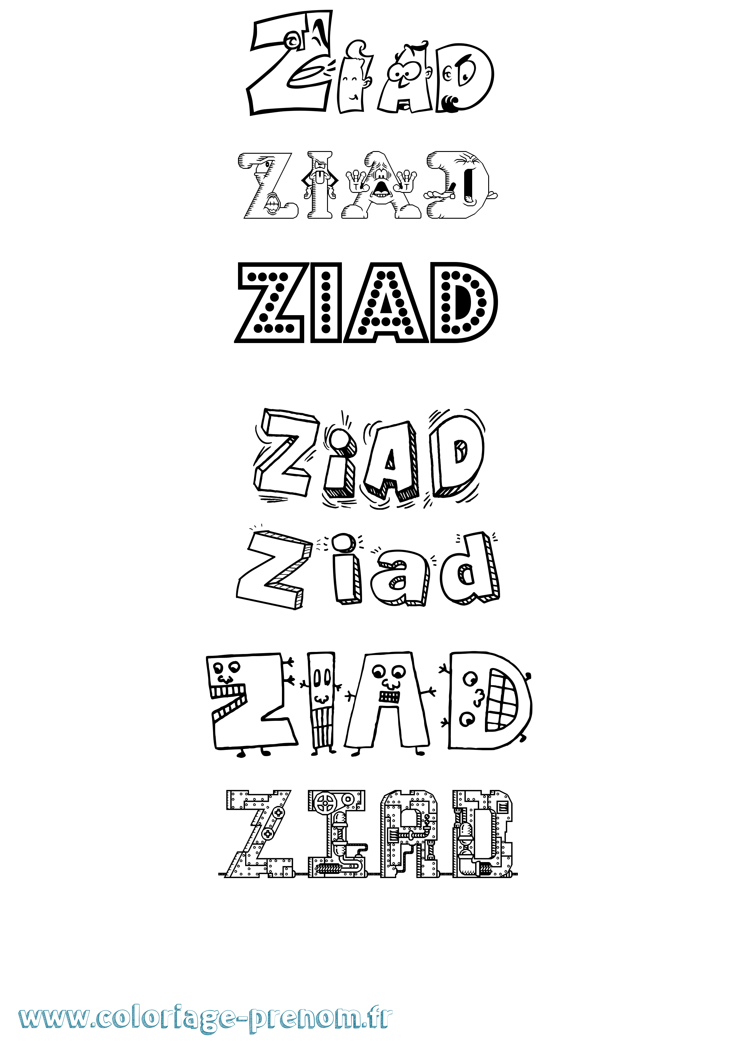 Coloriage Ziad Coloriage prénom Ziad