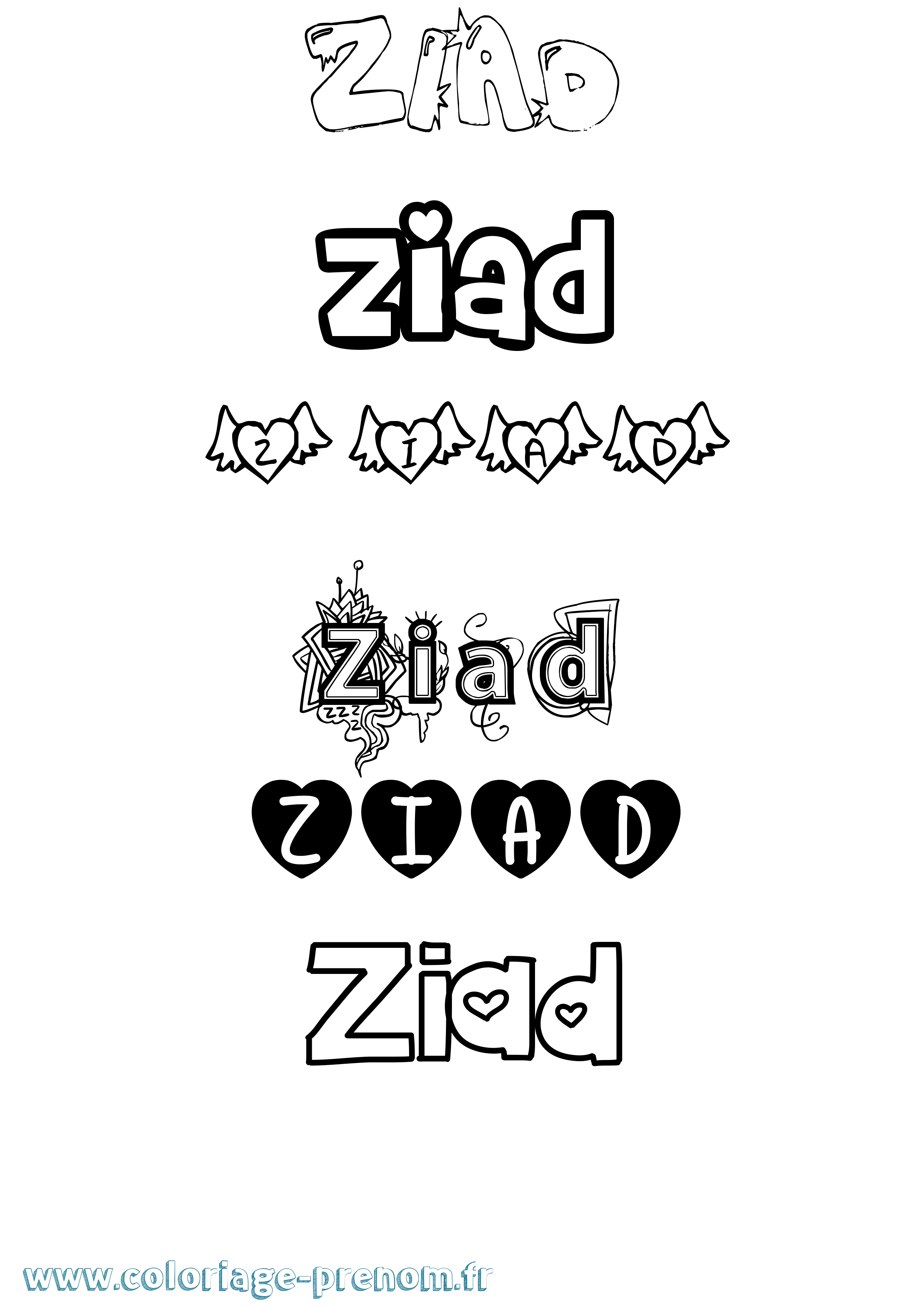 Coloriage Ziad Coloriage prénom Ziad