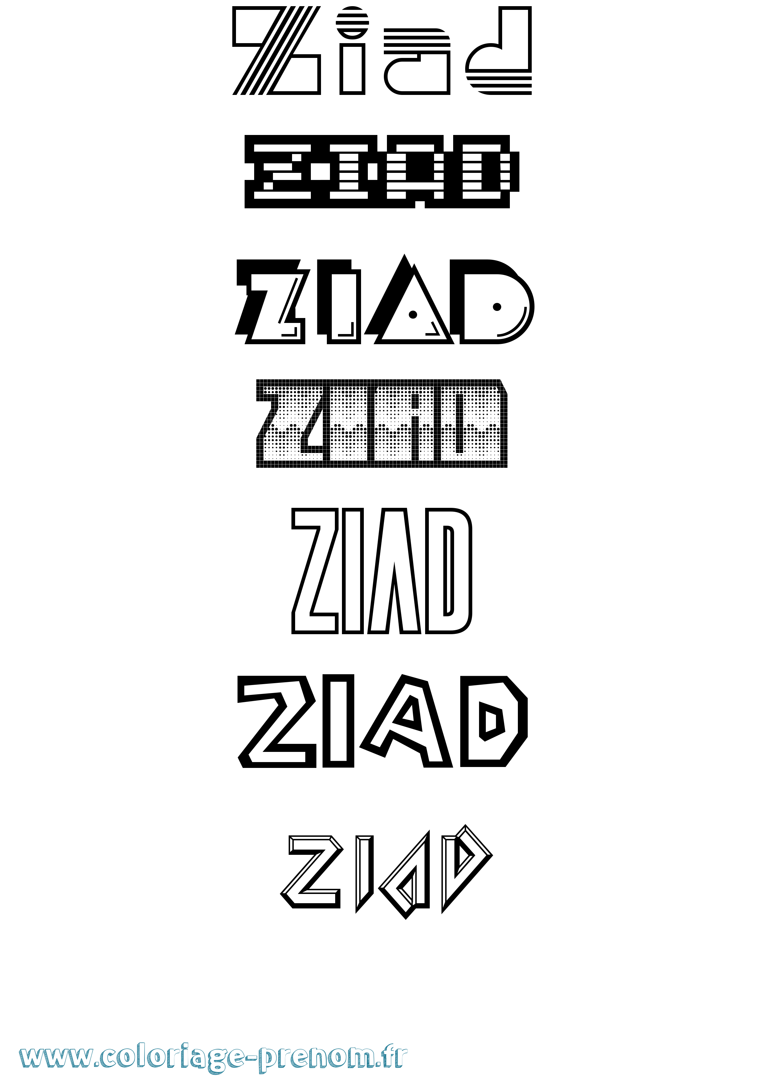 Coloriage Ziad Coloriage prénom Ziad