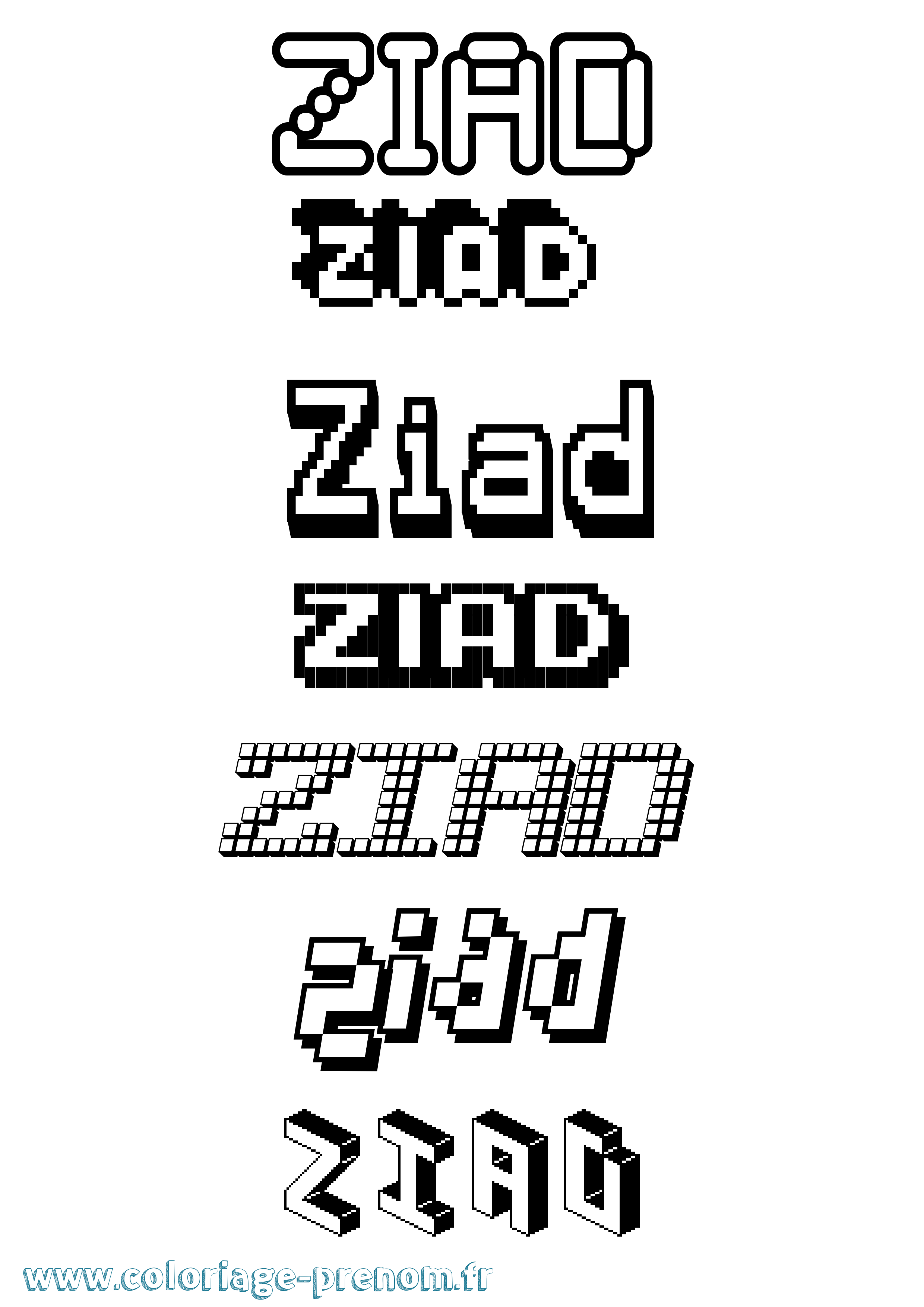 Coloriage prénom Ziad