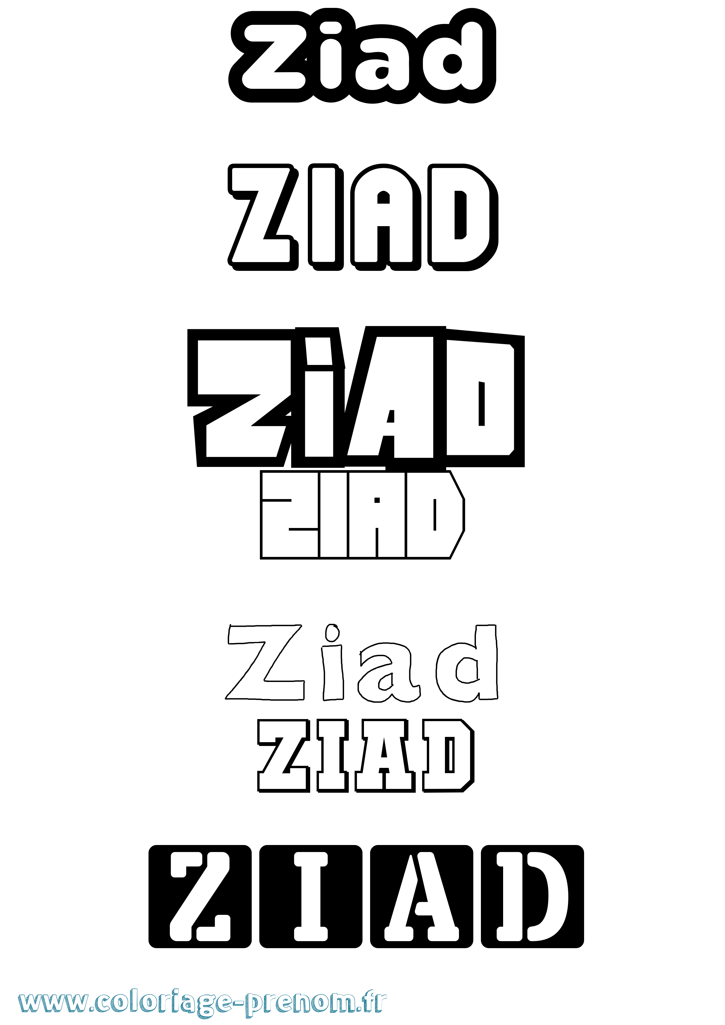 Coloriage Ziad Coloriage prénom Ziad