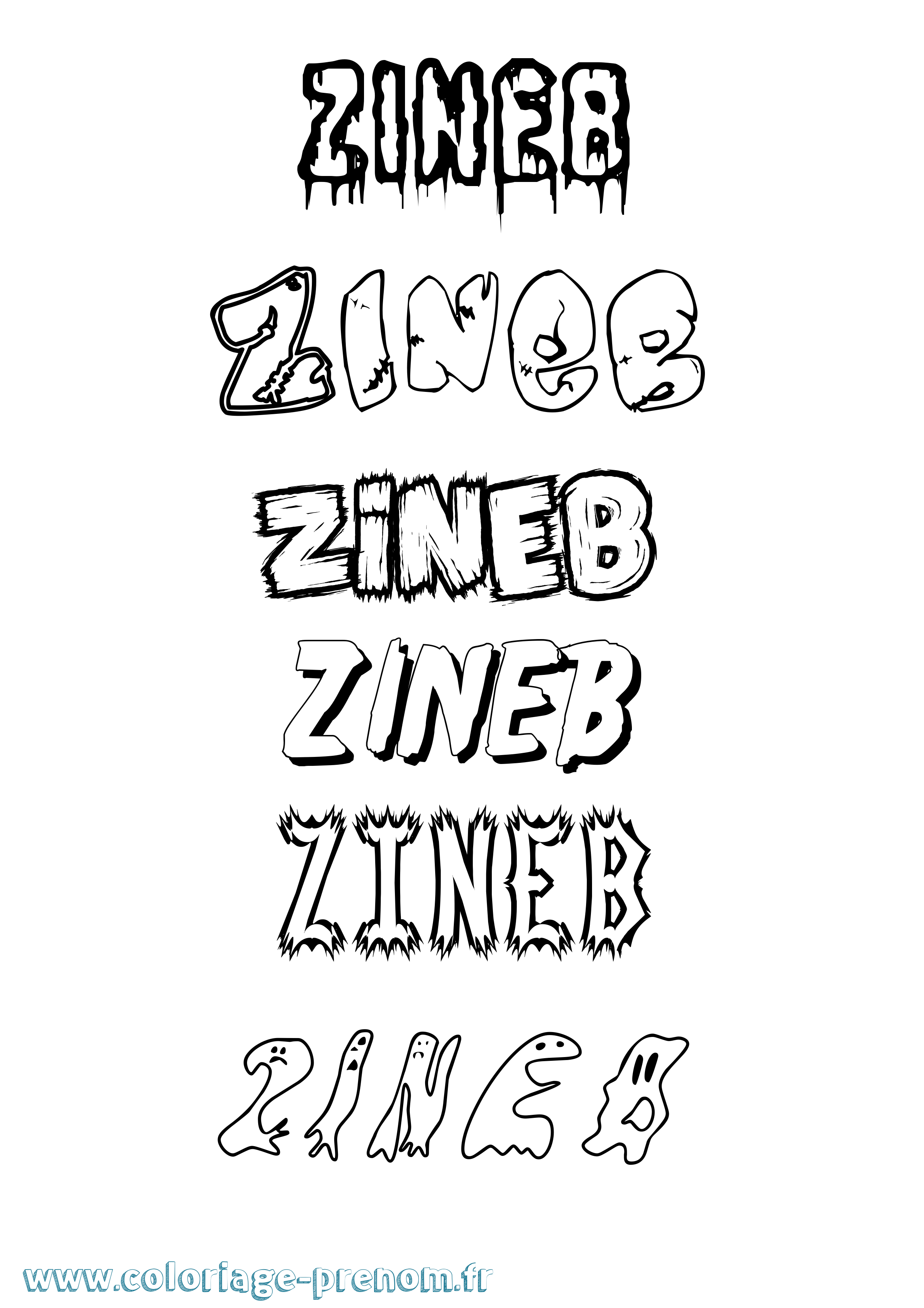 Coloriage prénom Zineb
