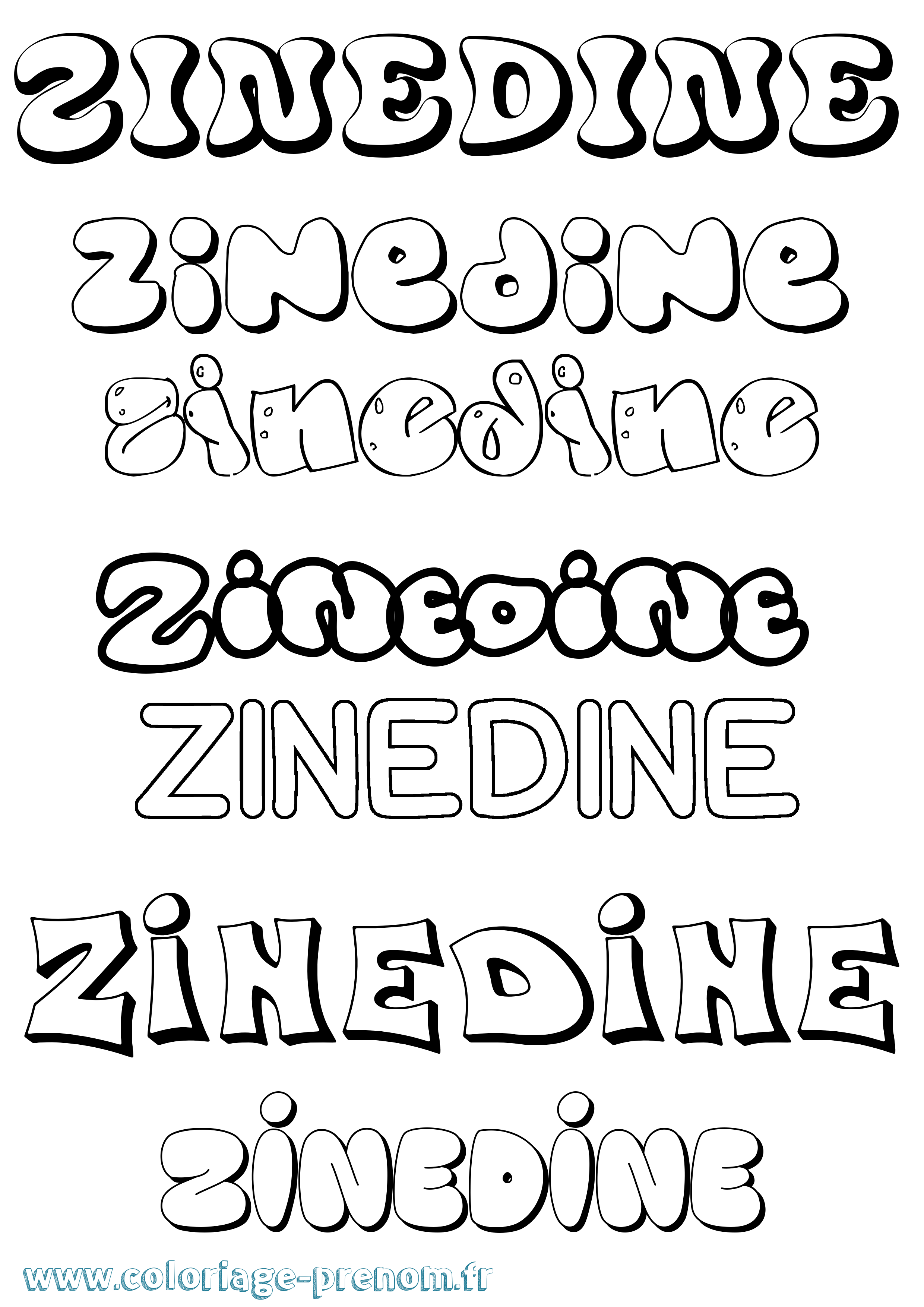 Coloriage prénom Zinedine