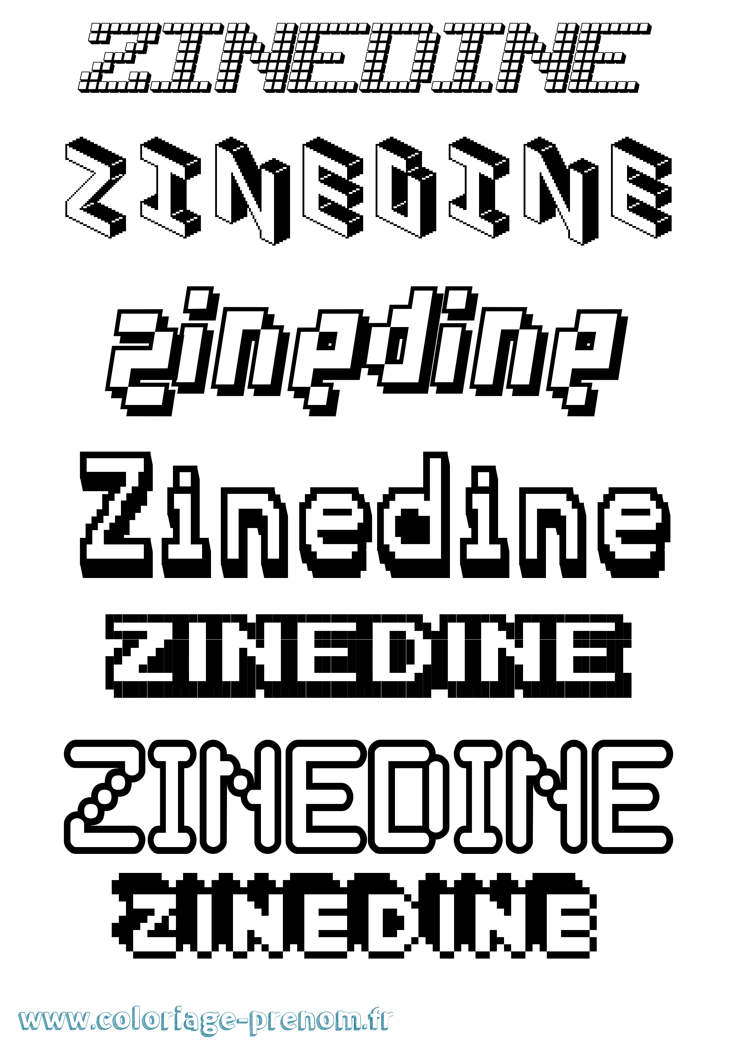 Coloriage prénom Zinedine