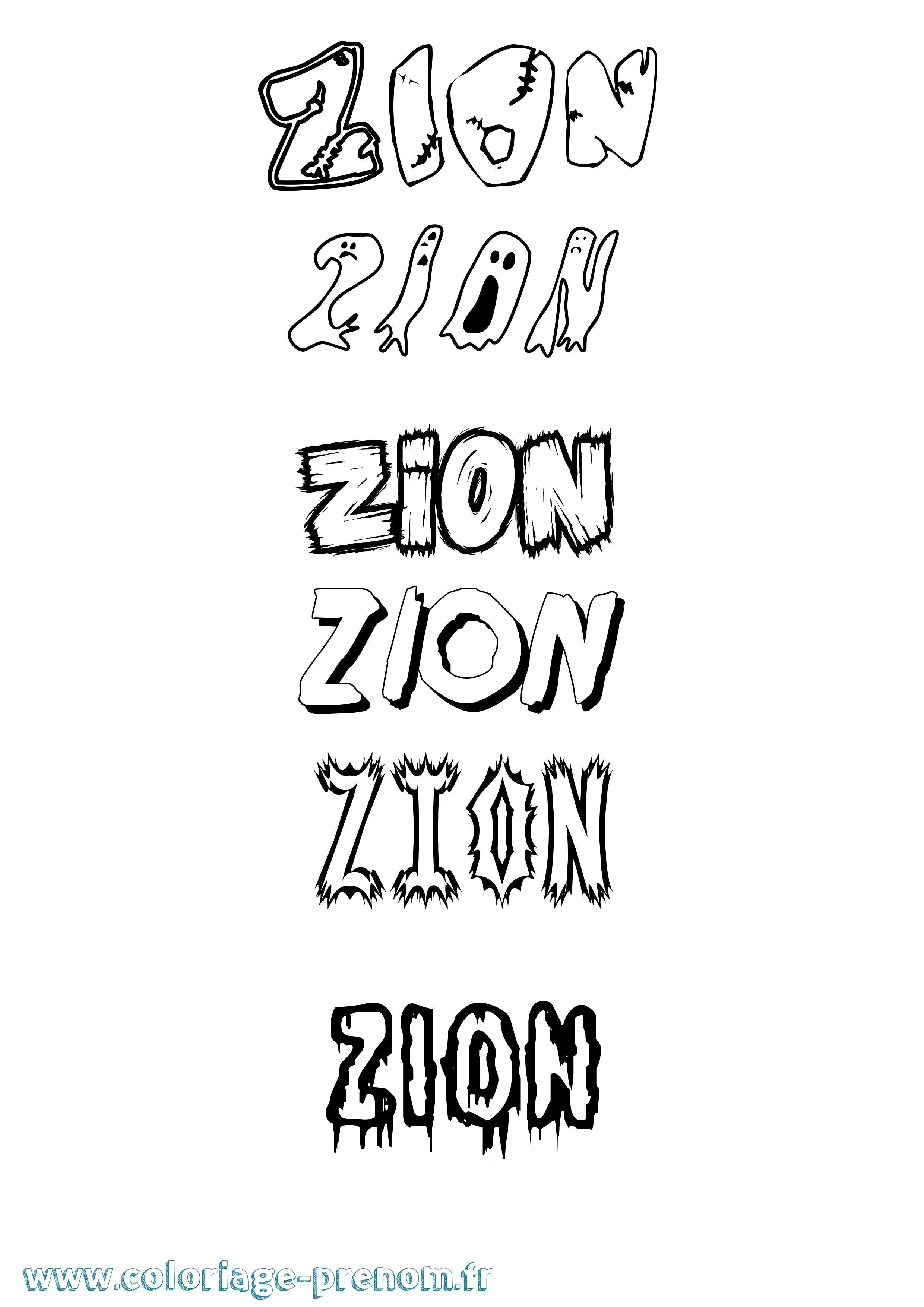 Coloriage Zion Frisson Coloriage prénom Zion Frisson