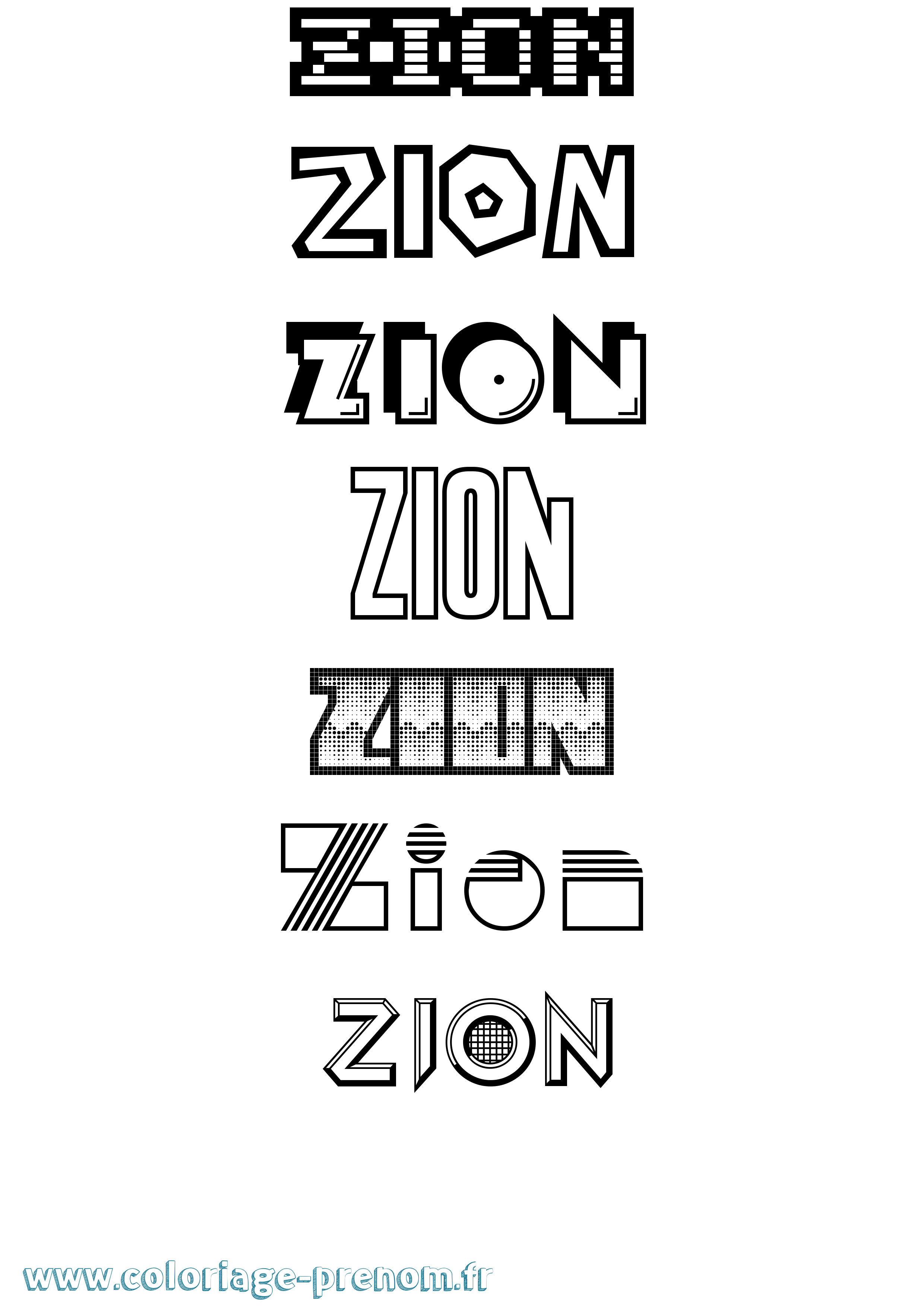 Coloriage Zion Jeux Vidéos Coloriage prénom Zion Jeux Vidéos