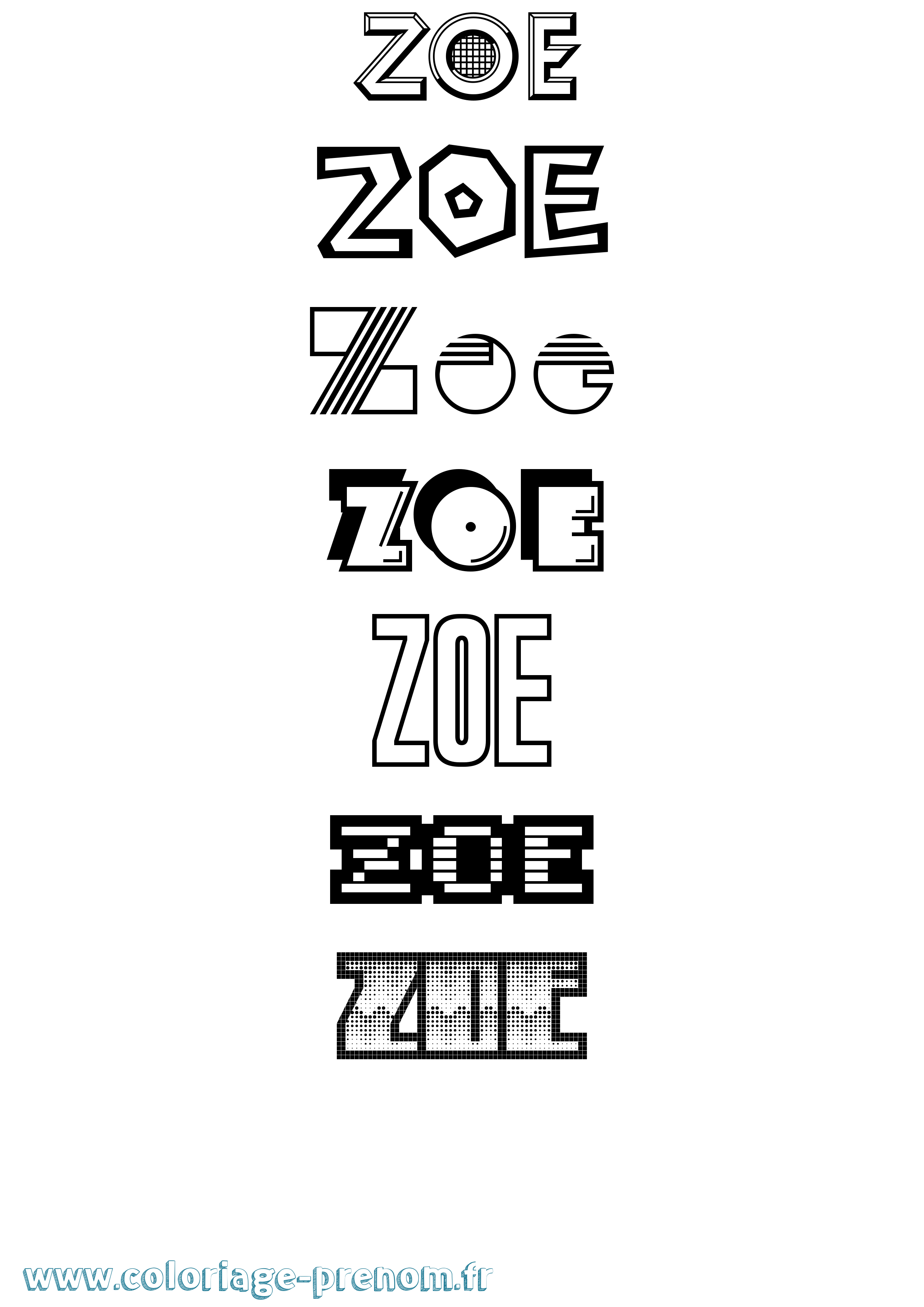 Coloriage prénom Zoe Jeux Vidéos