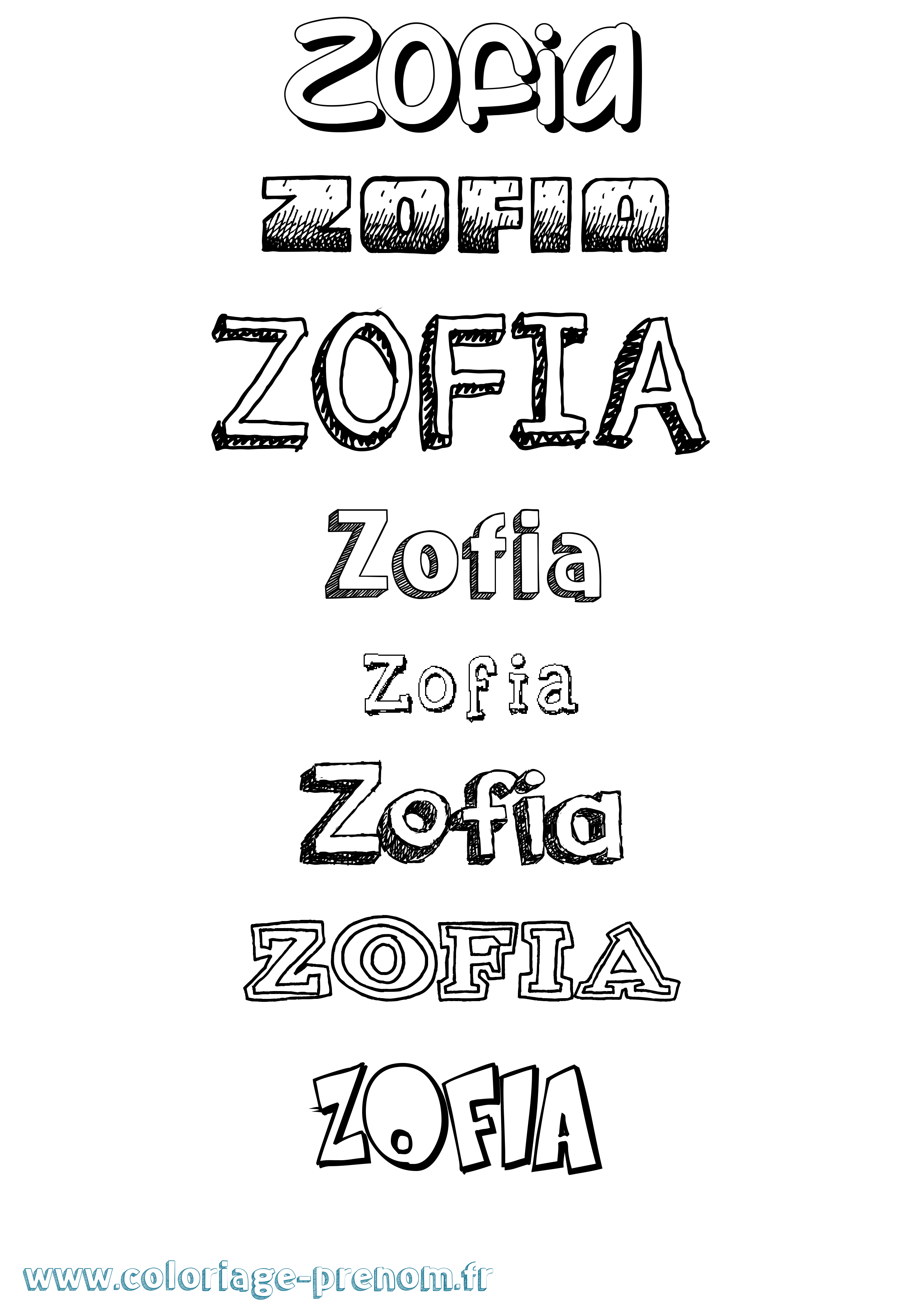 Coloriage prénom Zofia Dessiné