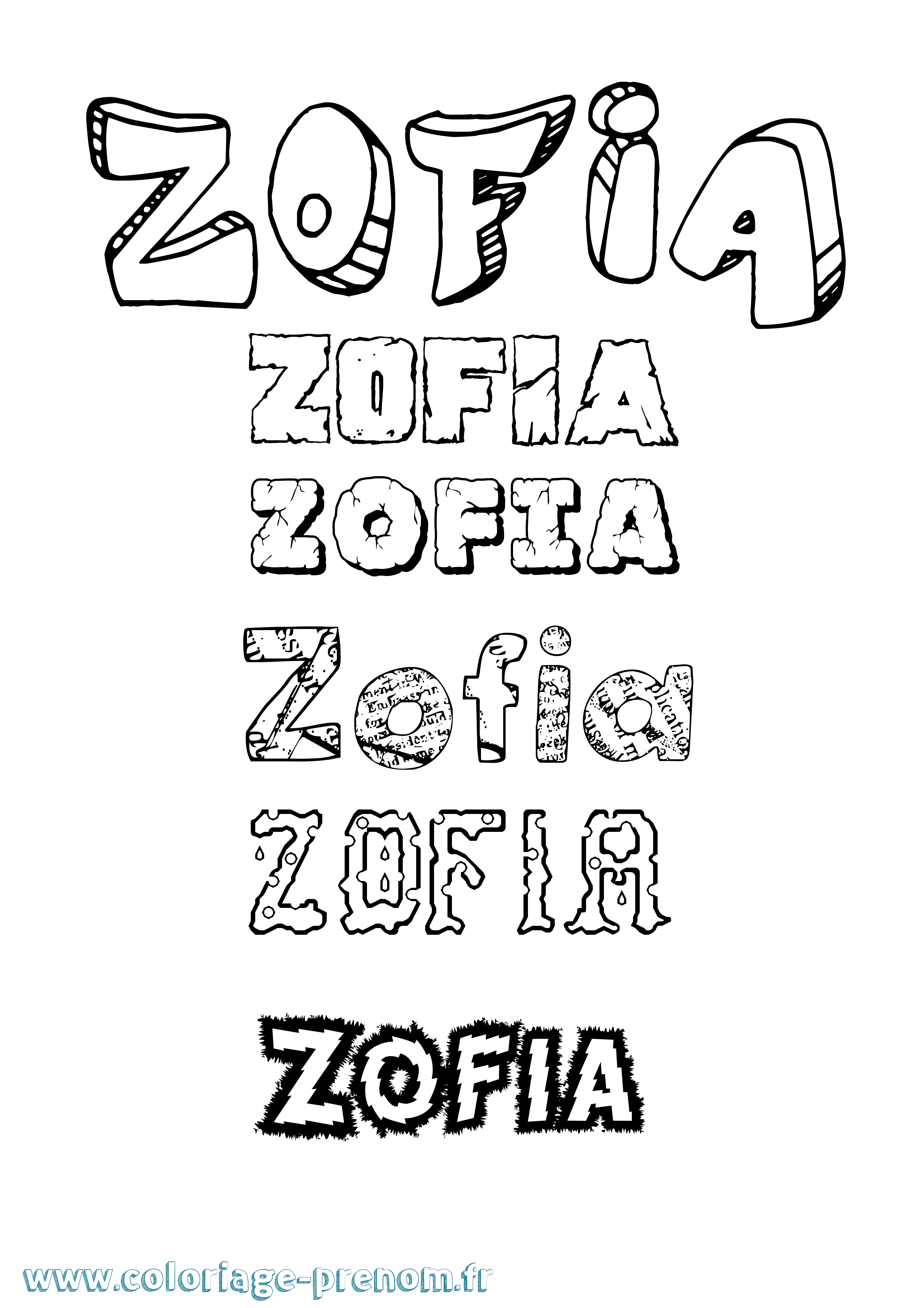 Coloriage prénom Zofia Destructuré
