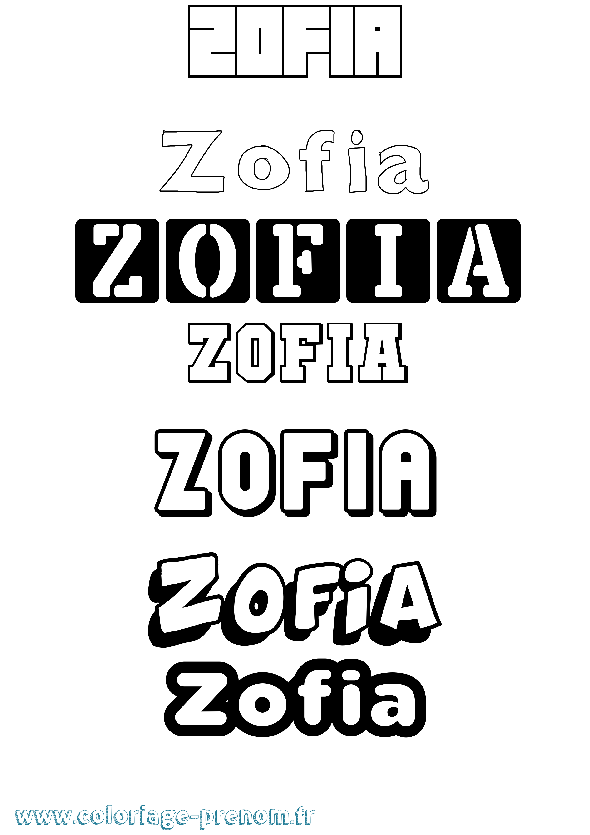 Coloriage prénom Zofia Simple