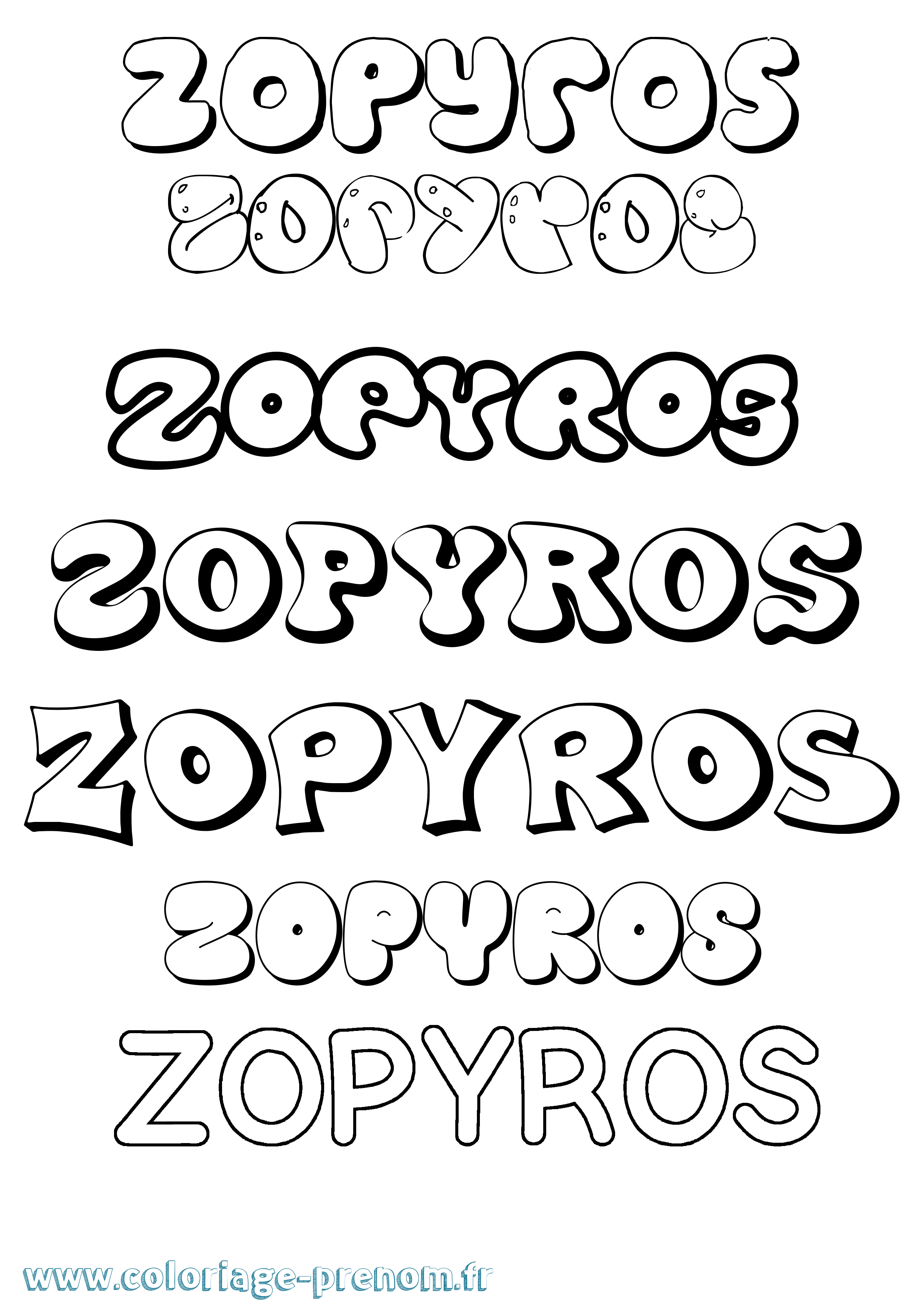 Coloriage Zopyros Bubble Coloriage prénom Zopyros Bubble