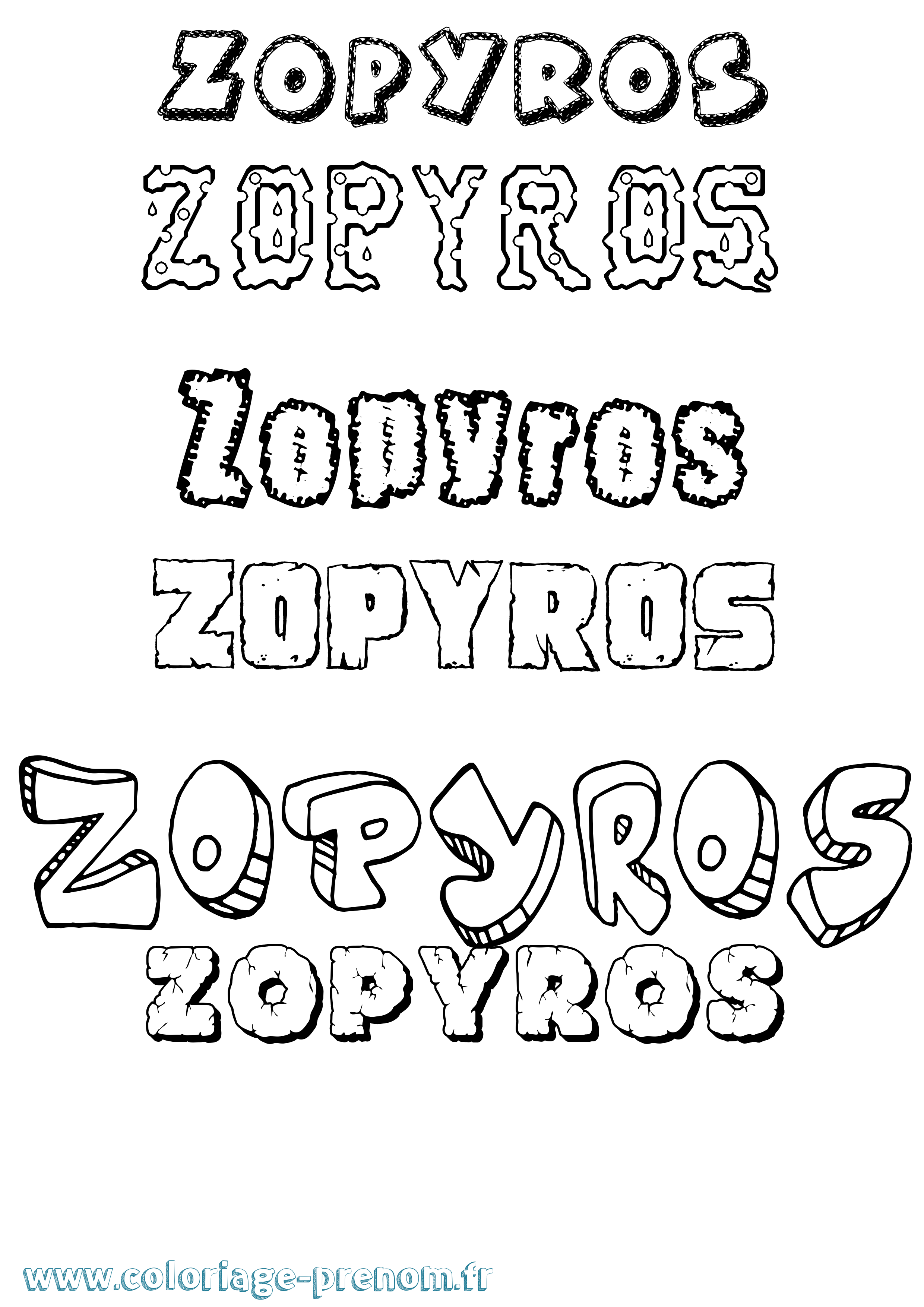 Coloriage Zopyros Destructuré Coloriage prénom Zopyros Destructuré